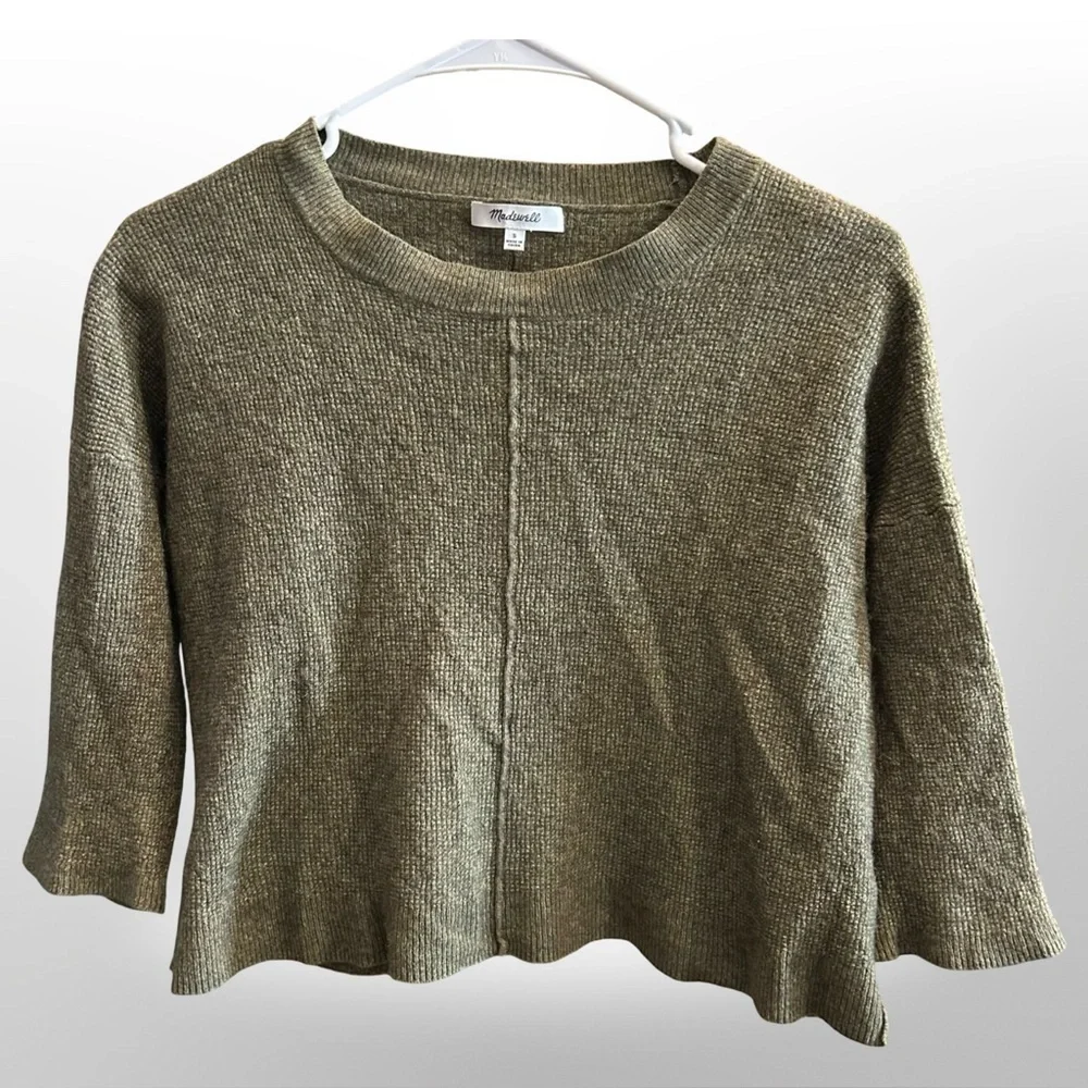 Madewell Olive Green Cropped Sweater – Wool Blend - Small